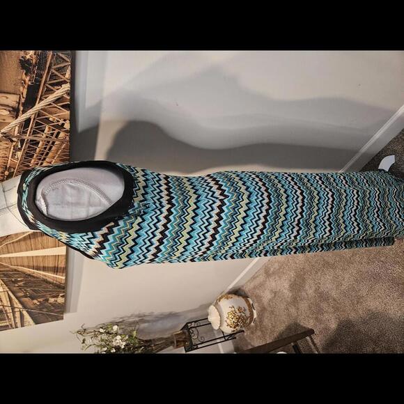 Soho Trendy Chevron Maxi Dress - Blue & Black - Picture 3 of 6